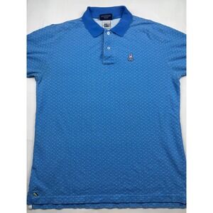 Psycho Bunny Polo Shirt Size 6 Blue Geometric Honeycomb Short Sleeve CottonBlend